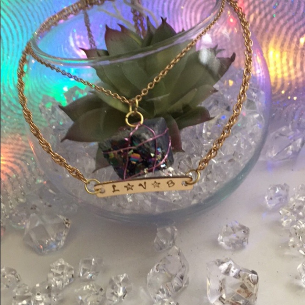 Custom L.V.B 2pc chain with warped crystal rock